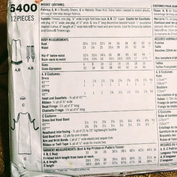 *SIMPLICITY PATTERN#5400*FLAPPER *CHICAGO MOVIE *WOMEN 14 TO 20*PRICE IS FIRM - Picture 4 of 4